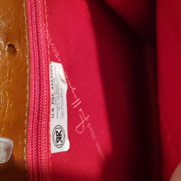 Vintage ostrich Envelope bag bt Fred Hayman Taupe New - Picture 6 of 6